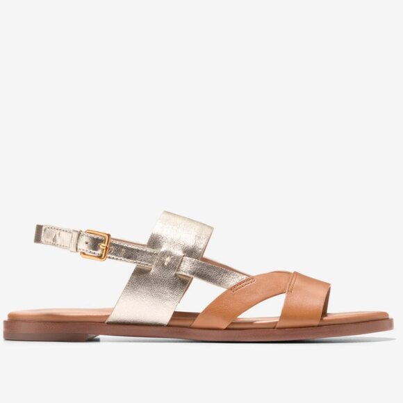 Cole Haan Metallic Gold and Tan Sandals - Picture 7 of 8